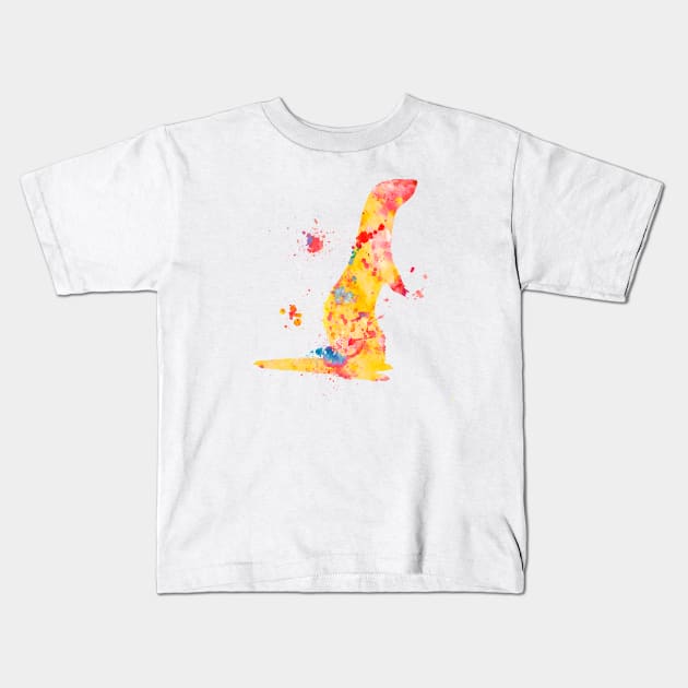 Ferret Watercolor Painting Kids T-Shirt by Miao Miao Design